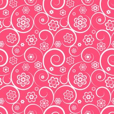 Pink seamless pattern with flowers and swirls