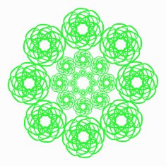 Green line flower circular pattern on white background