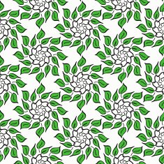 Cartoon circular floral pattern on white background