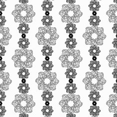 Black line geometric flower vertical pattern on white background