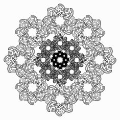 Black line geometric flower circular pattern on white background