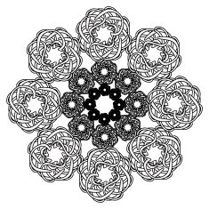 Elaborate circular black and white ornament