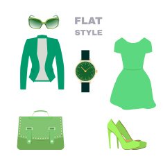 Flat Style Womans Look Fashion wear Vector N3