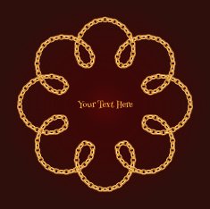 Flower curled golden anchor chain background Dark red back