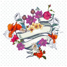 Vintage Floral Card with Ribbon N7