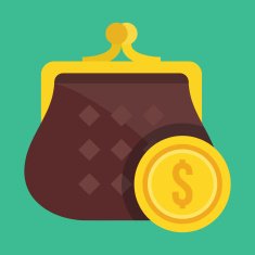 Vector Purse and Gold Dollar Coin Icon