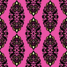 Pink damask flower seamless vector pattern