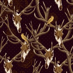 Vintage seamless background with a deer skull