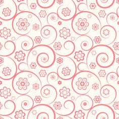 Seamless pattern with flowers and swirls