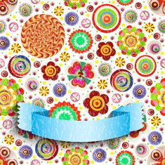 Abstract 3D painted various flowers place for text traced painting N2