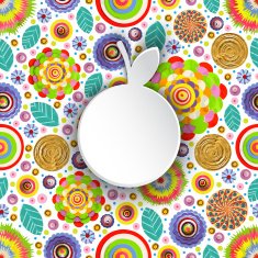 Abstract 3D painted various flowers place for text traced painting N5