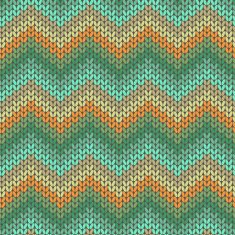 Knitted geometric pattern in orange and green