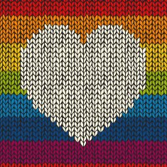 Vector seamless background with knitted heart Romantic
