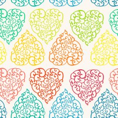Seamless pattern with hand drawn doodle hearts N2