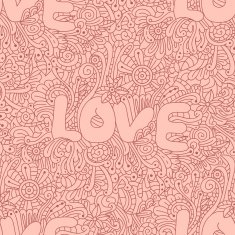 Vector seamless love texture with abstract flowers N4