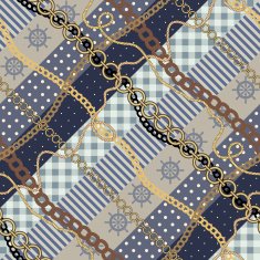 Diagonal patchwork in nautical style