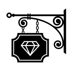 Ancient street signboard of jeweler