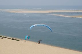 paragliding on the Atlantic coast of France