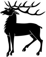 Black and white drawing of the deer clipart