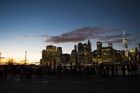 manhattan downtown evening view