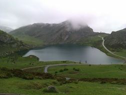 Mist on the beautiful green mountains in Asturias, Spain