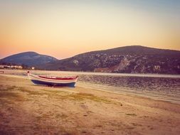 boat on the beach in summer