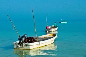 deep water boats, fishermen