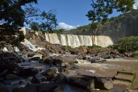 scenic waterfall among rocks, Brazil, Parana, Tomazina