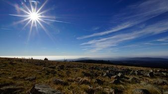 sunny weather over the hill in Germany