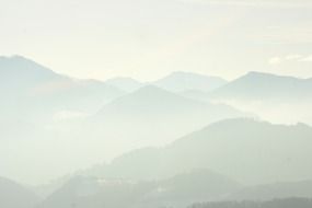 Mountains in fog clipart