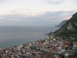 City buildings near the mountains