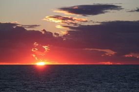 Red sunset on the horizon