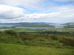 landscape of the green fields on a inch island