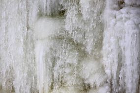 frozen streams of water at the waterfall