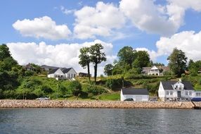 white building by the river