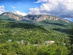 panorama of the valley in the forest in the Crimean mountains