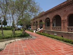 red brick archade of historic Fort San Domingo, taiwan, New Taipei