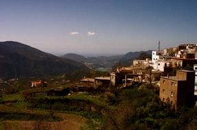 Panorama of the village on a mountainside in Spain