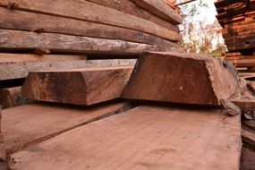 Natural wooden planks as material in Misiones Province in Argentina