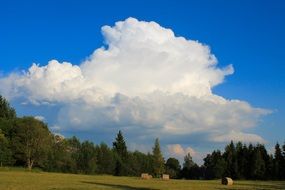 huge clouds in the blue sky