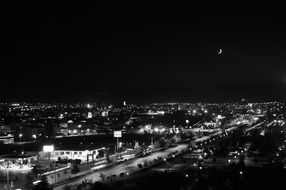 black and white photo of the night city