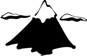 black and white sketch of a snowy mountain peak