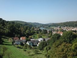 landscape of small village in the forest