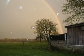 rainbow over farm in Belgium