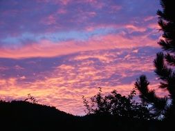 Beautiful and colorful sunset in clouds in the evening sky