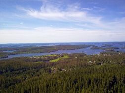 picturesque Finnish lake from above