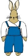 rabbit in blue overalls as a graphic illustration