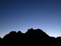 silhouettes of night mountains