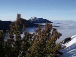 panorama of snowy mountains in Slovakia on a sunny day