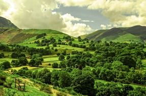 green spring landscape of England